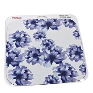 Staples Brand Mouse Pad Violet Blue Purple White Floral NEW